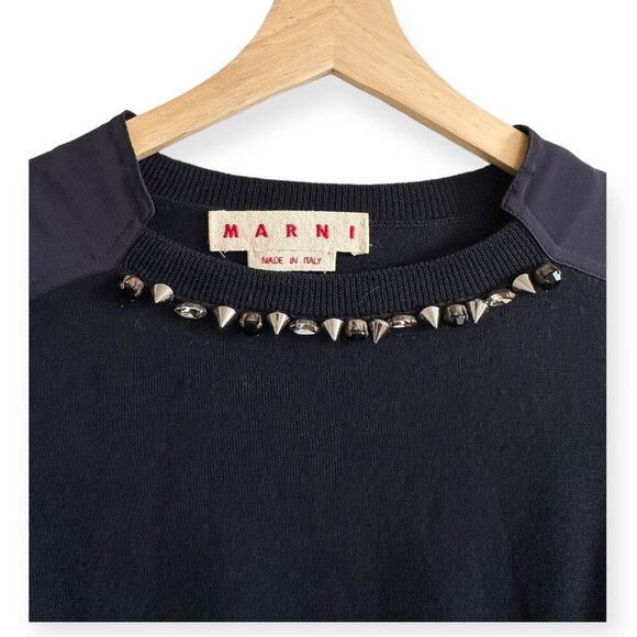 Marni Embellished Wool-Silk Sweater FW2012, Blue, Size: IT 40 (US Small) - Picture 10 of 14
